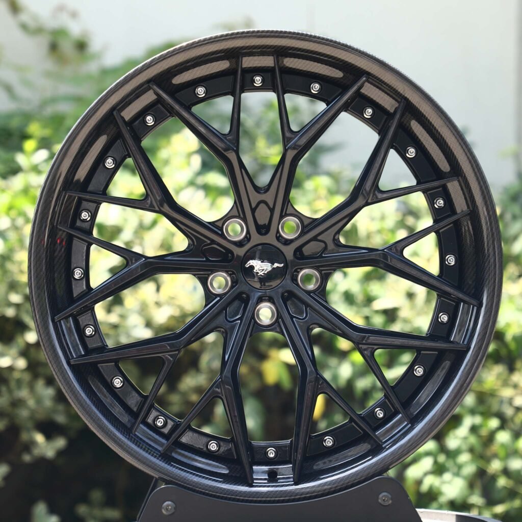 Gloss Black Carbon Wrapped Forged Wheels – Audi A6 / BMW 5 Series Fitment (5-Lug)