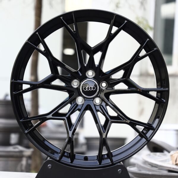 Audi A4 B9 wheels – Gloss Black Web-Mesh (Audi OEM-Style), front view