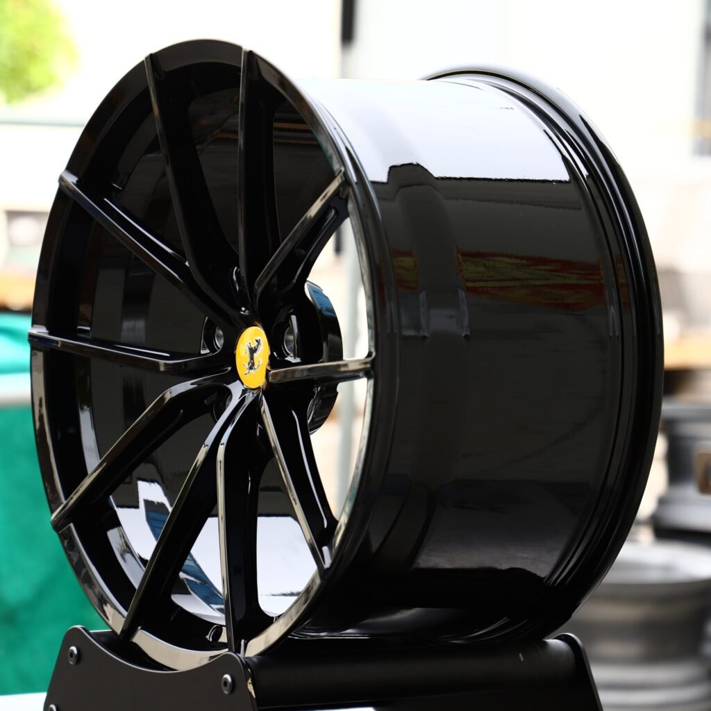 5x114.3 wheels – Gloss Black Custom (Ferrari OEM-Style), side view