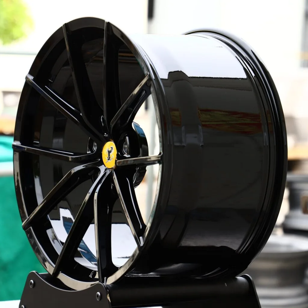 5x114.3 wheels – Gloss Black Custom (Ferrari OEM-Style), side view