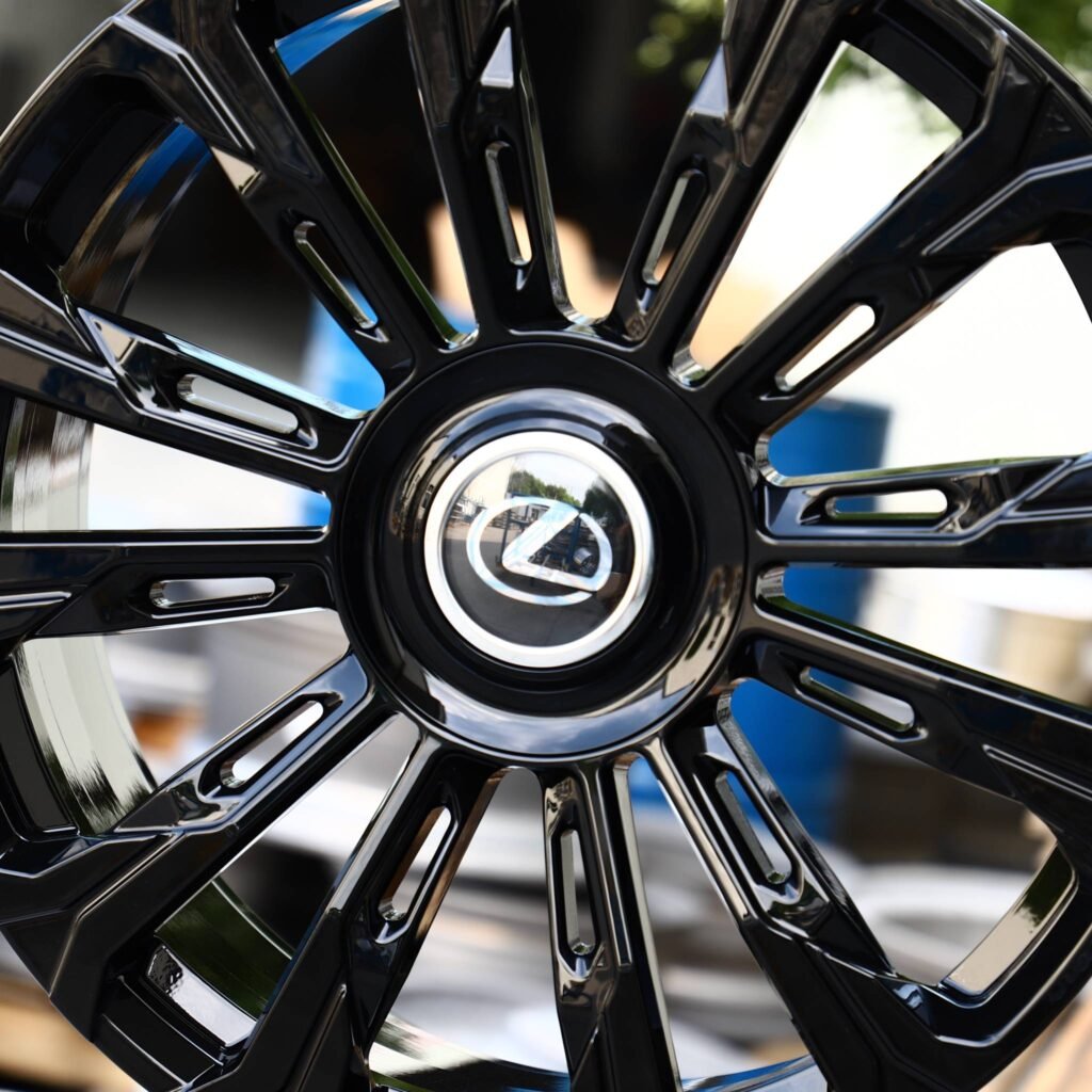 Lexus GS wheels – Gloss Black Custom, lip and barrel detail