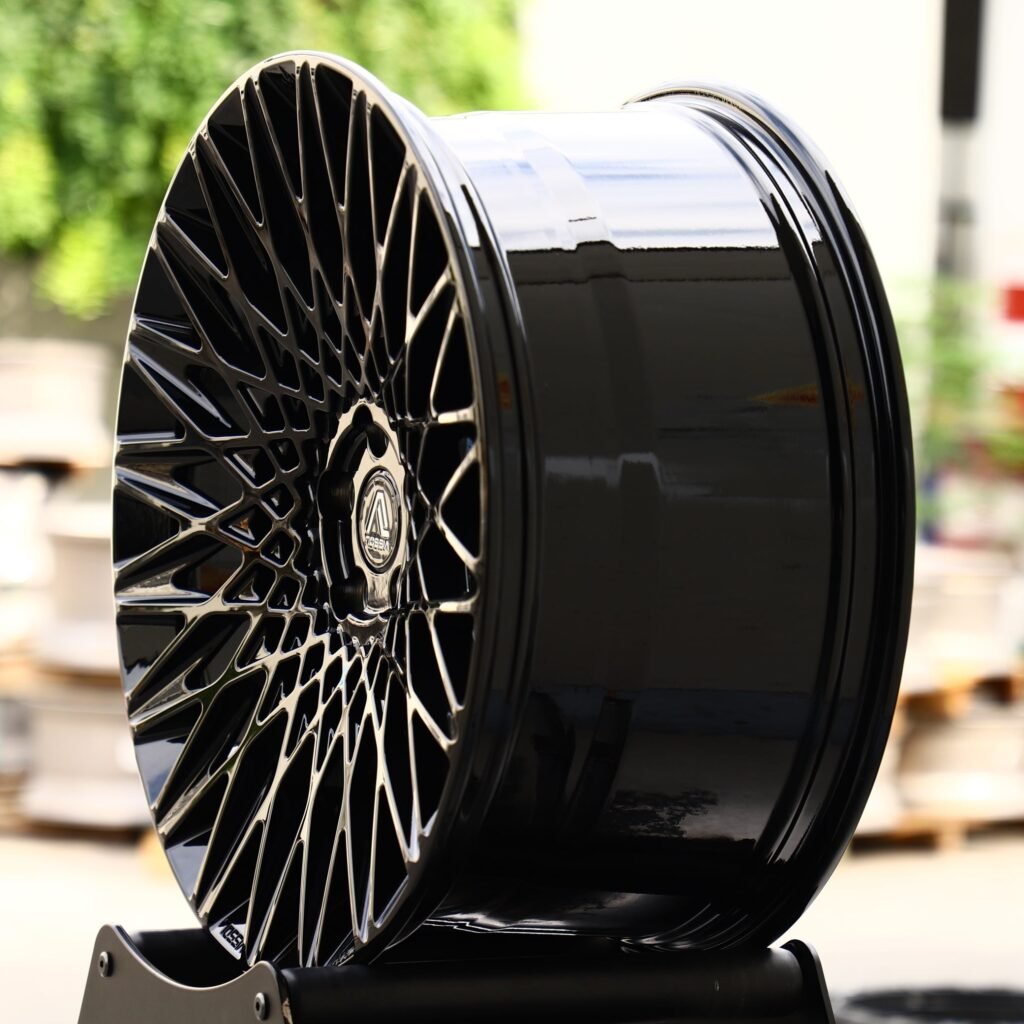 5x112 wheels – Gloss Black Cut-Out Concave, side view