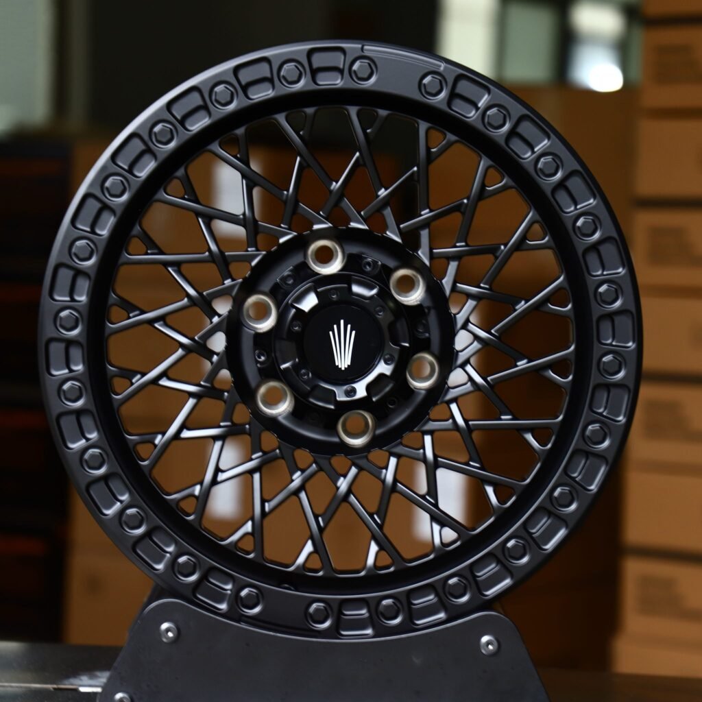 Toyota 4Runner wheels – Gloss Black Cut-Out Exposed Bolt Detail, front view