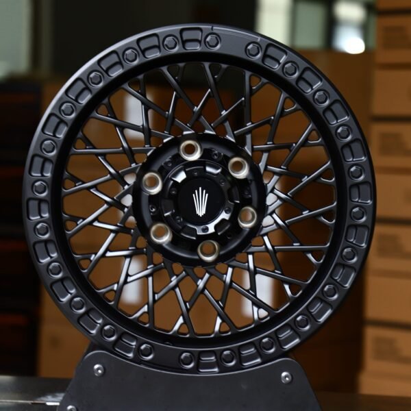 Toyota 4Runner wheels – Gloss Black Wire-Mesh, front view