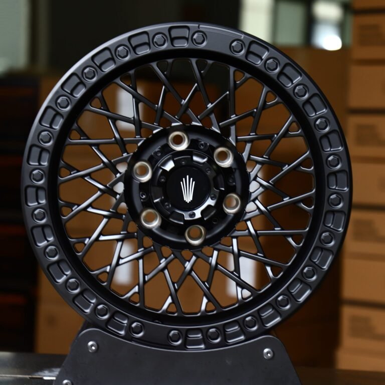 Toyota 4Runner wheels – Gloss Black Cut-Out Exposed Bolt Detail, front view