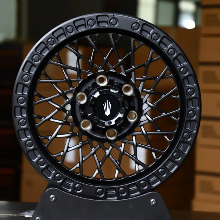 Toyota 4Runner wheels – Gloss Black Cut-Out Exposed Bolt Detail, front view