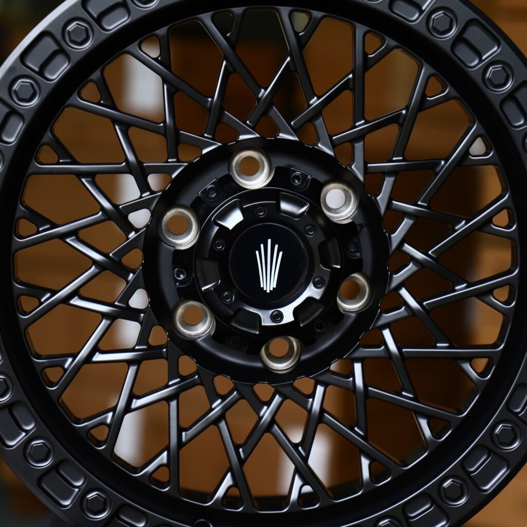 6x139.7 wheels – Gloss Black Cut-Out Exposed Bolt Detail, side view