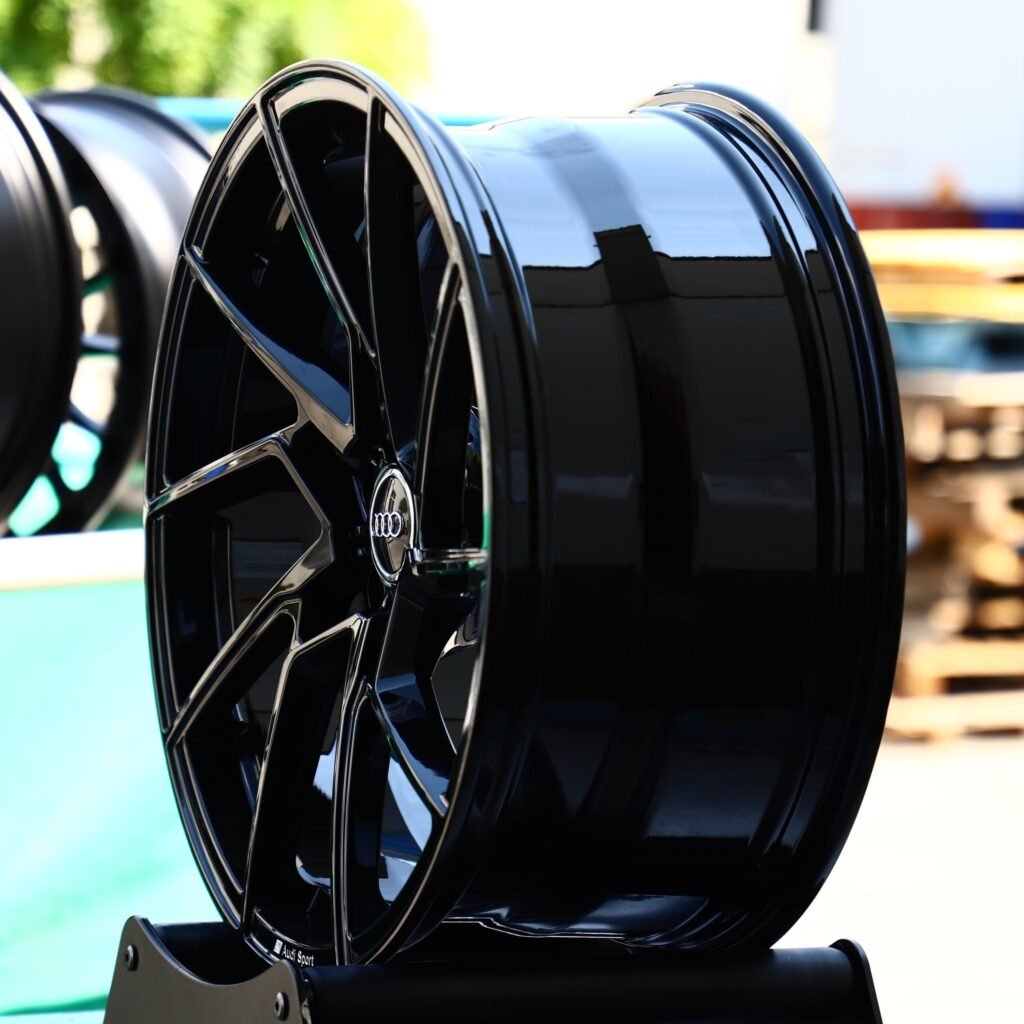 5x114.3 wheels – Gloss Black Directional Milled, side view