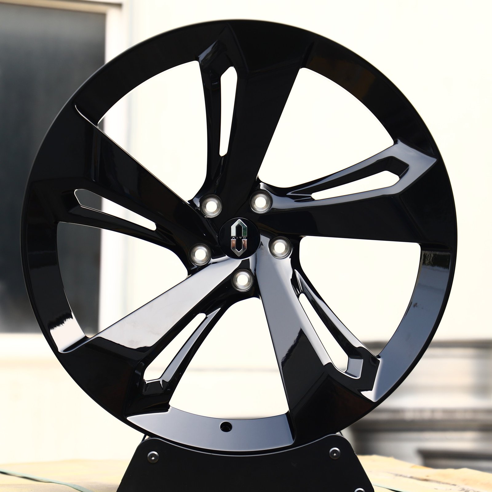 Audi A4 wheels – Gloss Black Directional Milled, front view