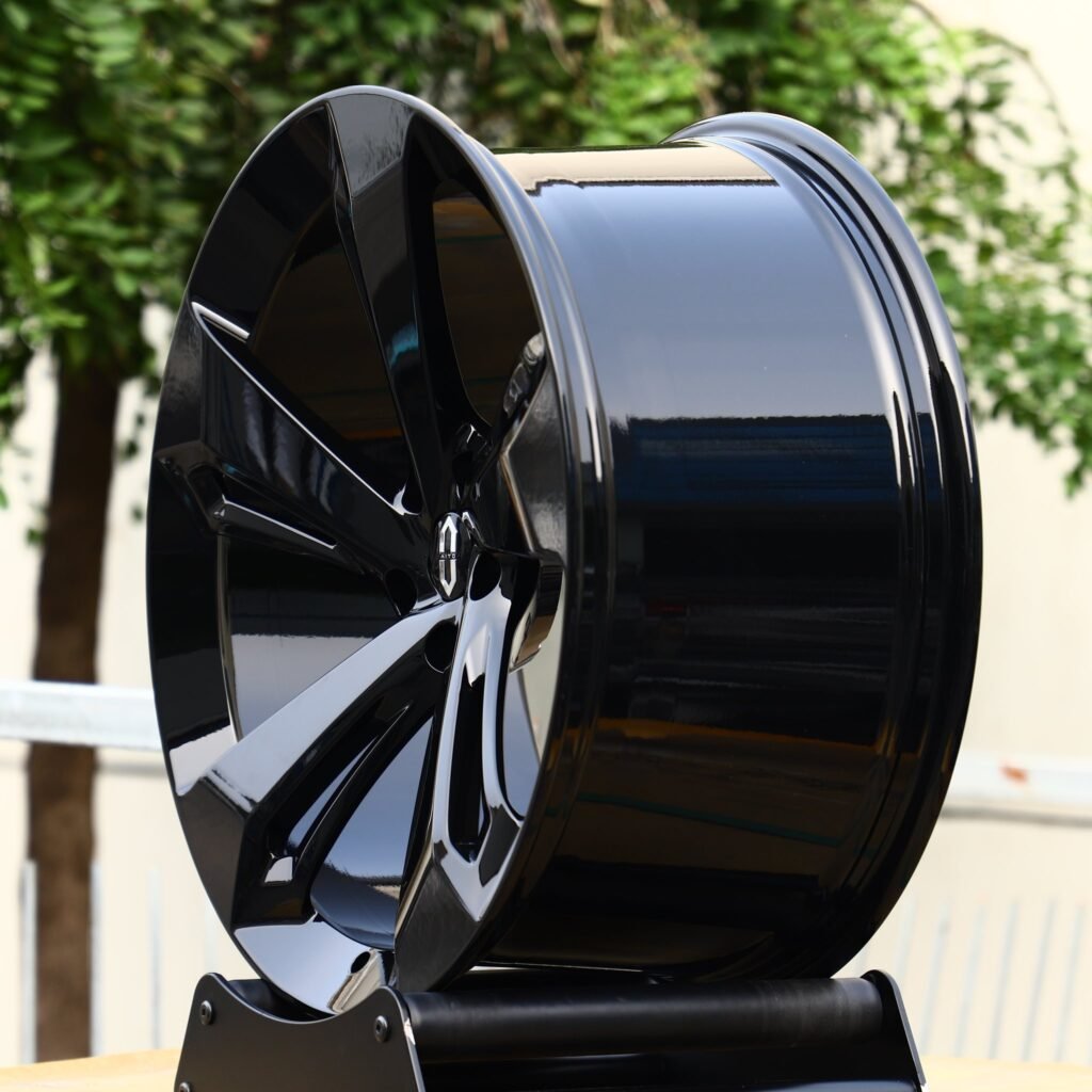 Audi A6 wheels – Gloss Black Directional Milled, angled view