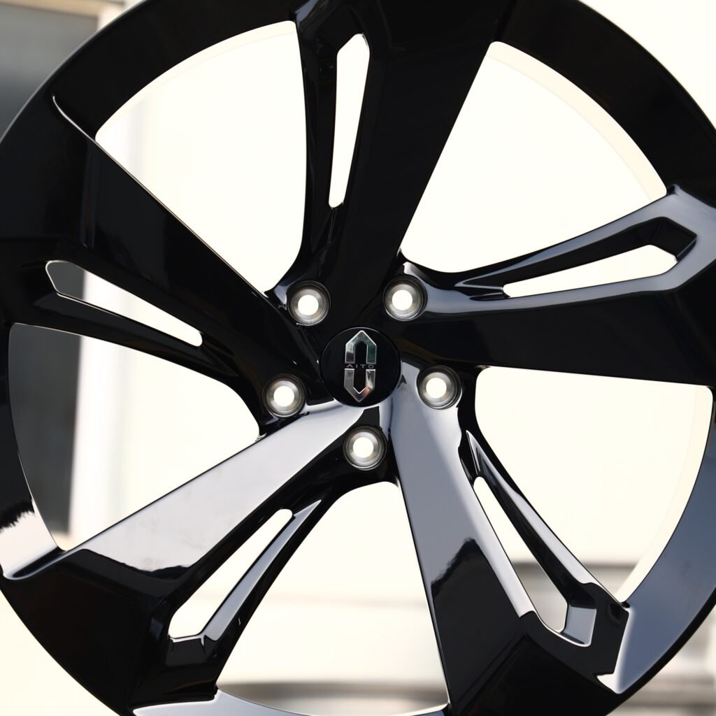 5x112 wheels – Gloss Black Directional Milled, side view