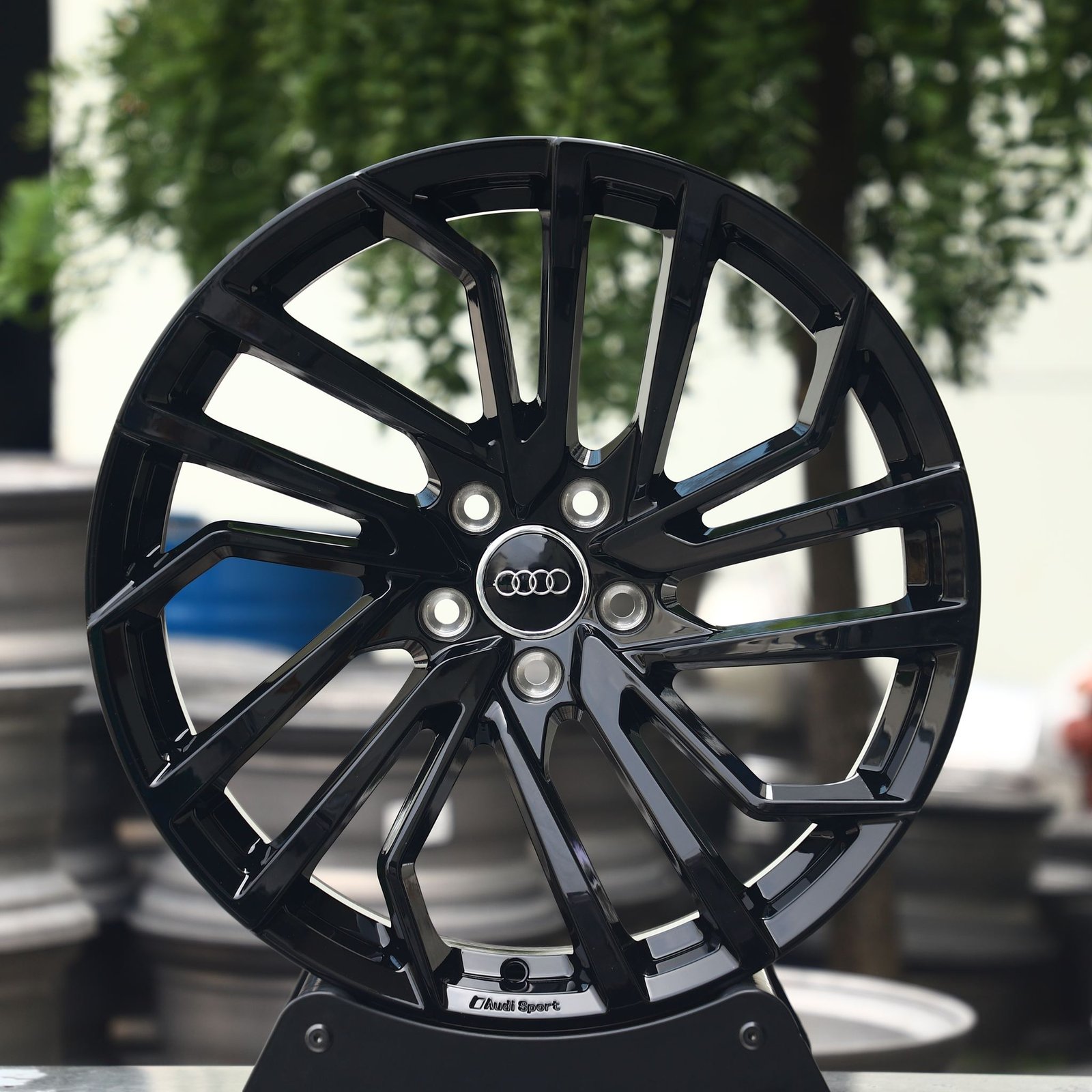 Ferrari 488 wheels – Gloss Black Directional Milled, front view