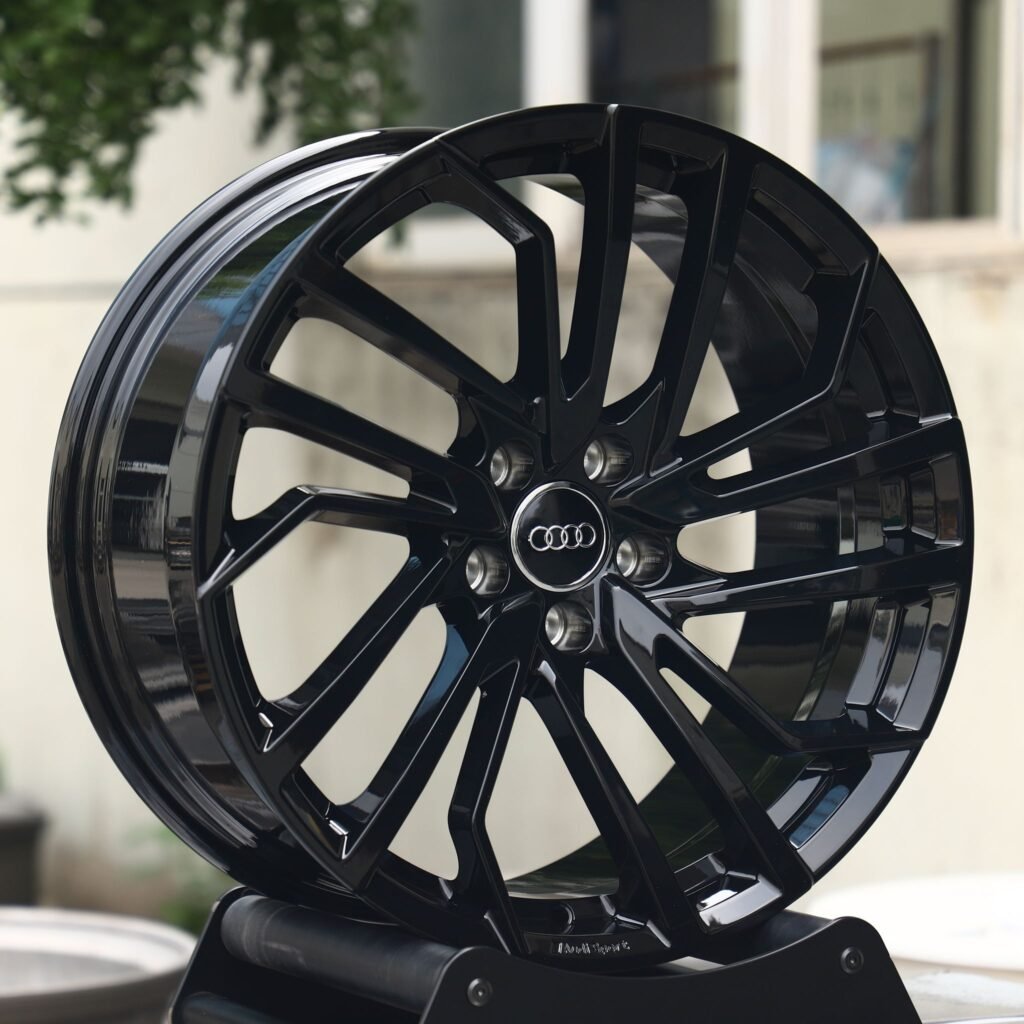 Audi R8 wheels – Gloss Black Directional Milled, angled view
