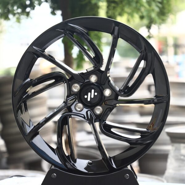 Dodge Challenger wheels – Gloss Black Directional Milled (Dodge OEM-Style), front view
