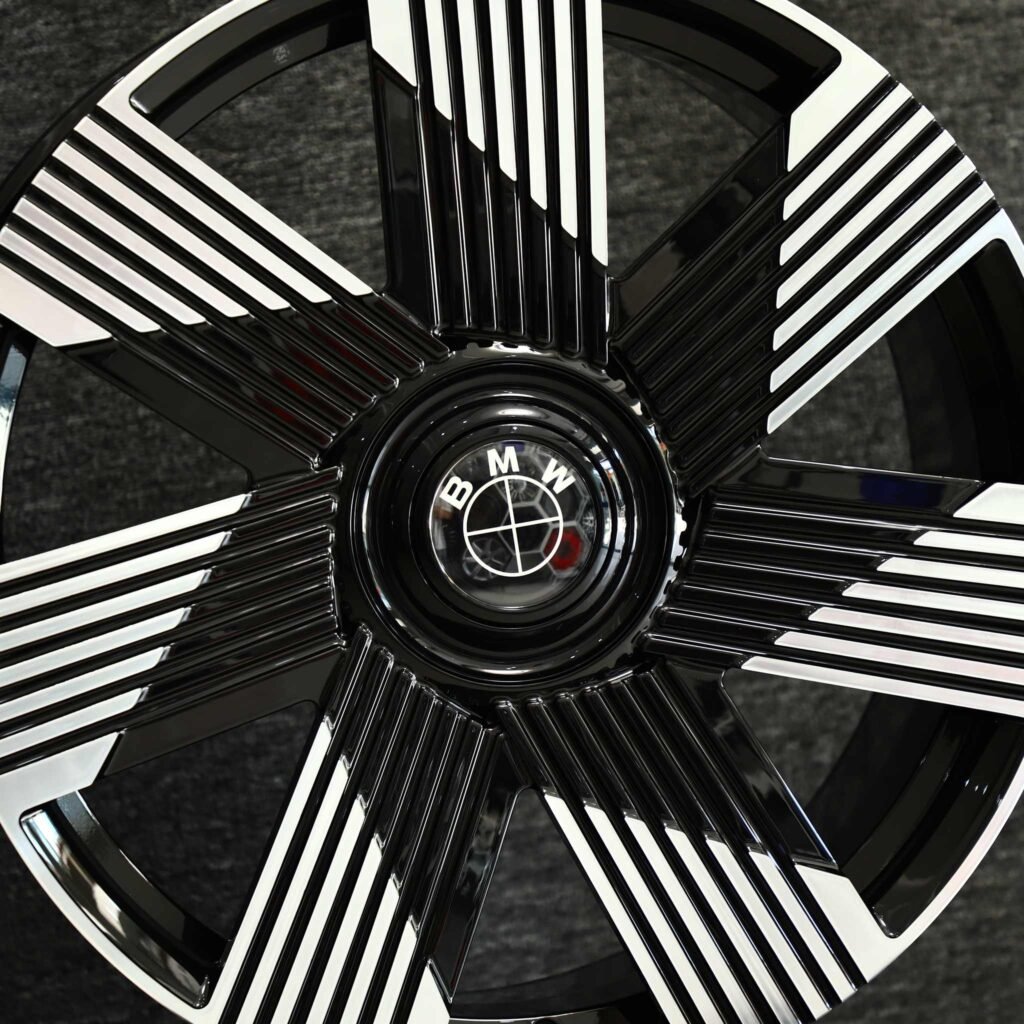 BMW M4 F82 wheels – Gloss Black Directional Milled Machined Face, lip and barrel detail