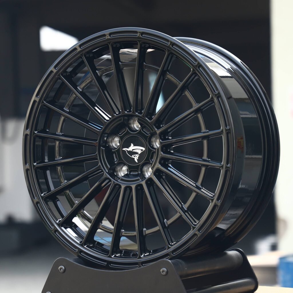 BMW M3 wheels – Gloss Black Double-Ring, angled view
