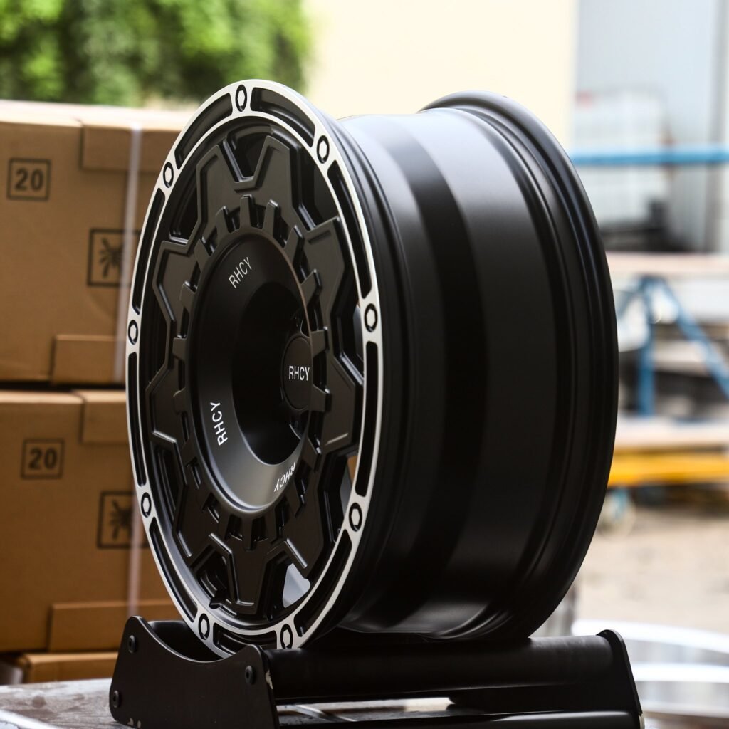 6x139.7 wheels – Gloss Black Exposed Bolt Detail Full-Face Machined Face, side view