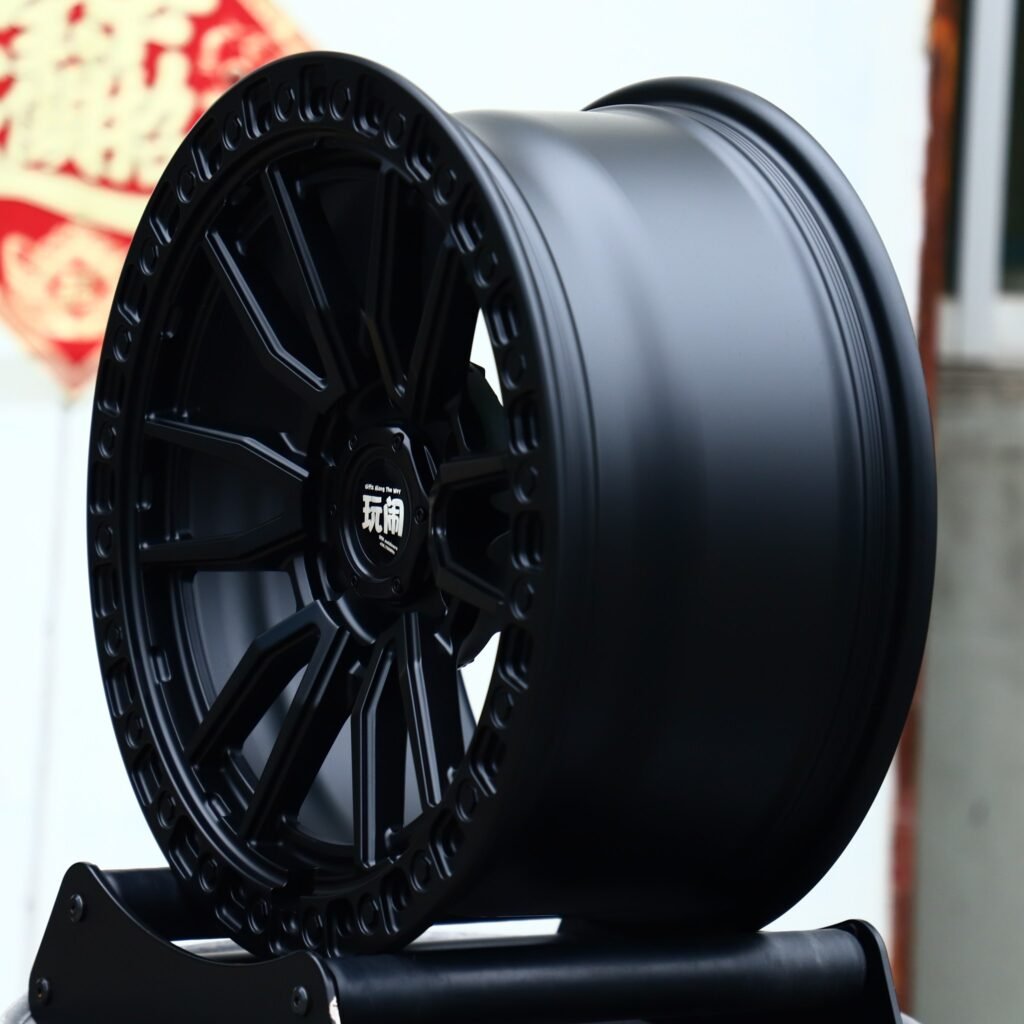 Toyota Tacoma wheels – Gloss Black Exposed Bolt Detail, angled view