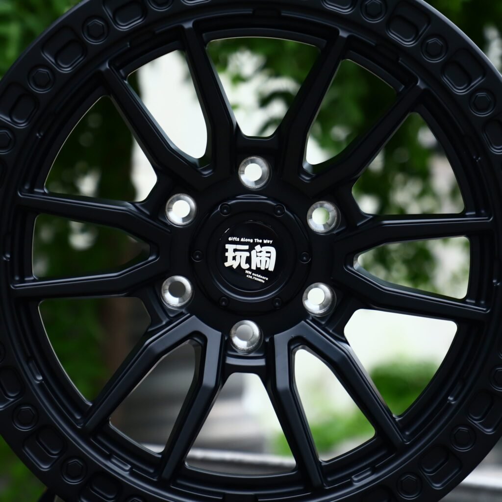 6x139.7 wheels – Gloss Black Exposed Bolt Detail, side view