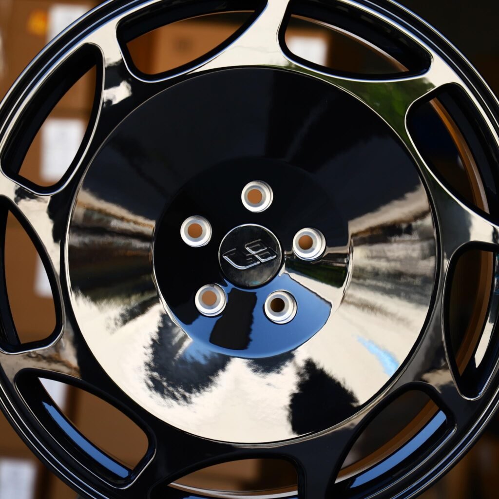 5x120 wheels – Gloss Black Full-Face Bi-Directional Milled, side view