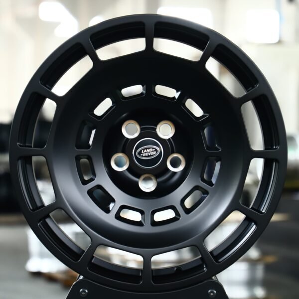 Land Rover Defender wheels – Matte Black Slotted Dish, front view