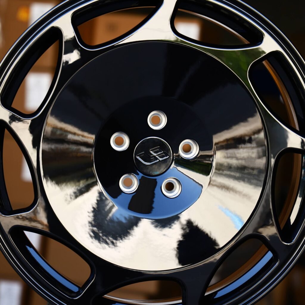 5x112 wheels – Gloss Black Full-Face, side view