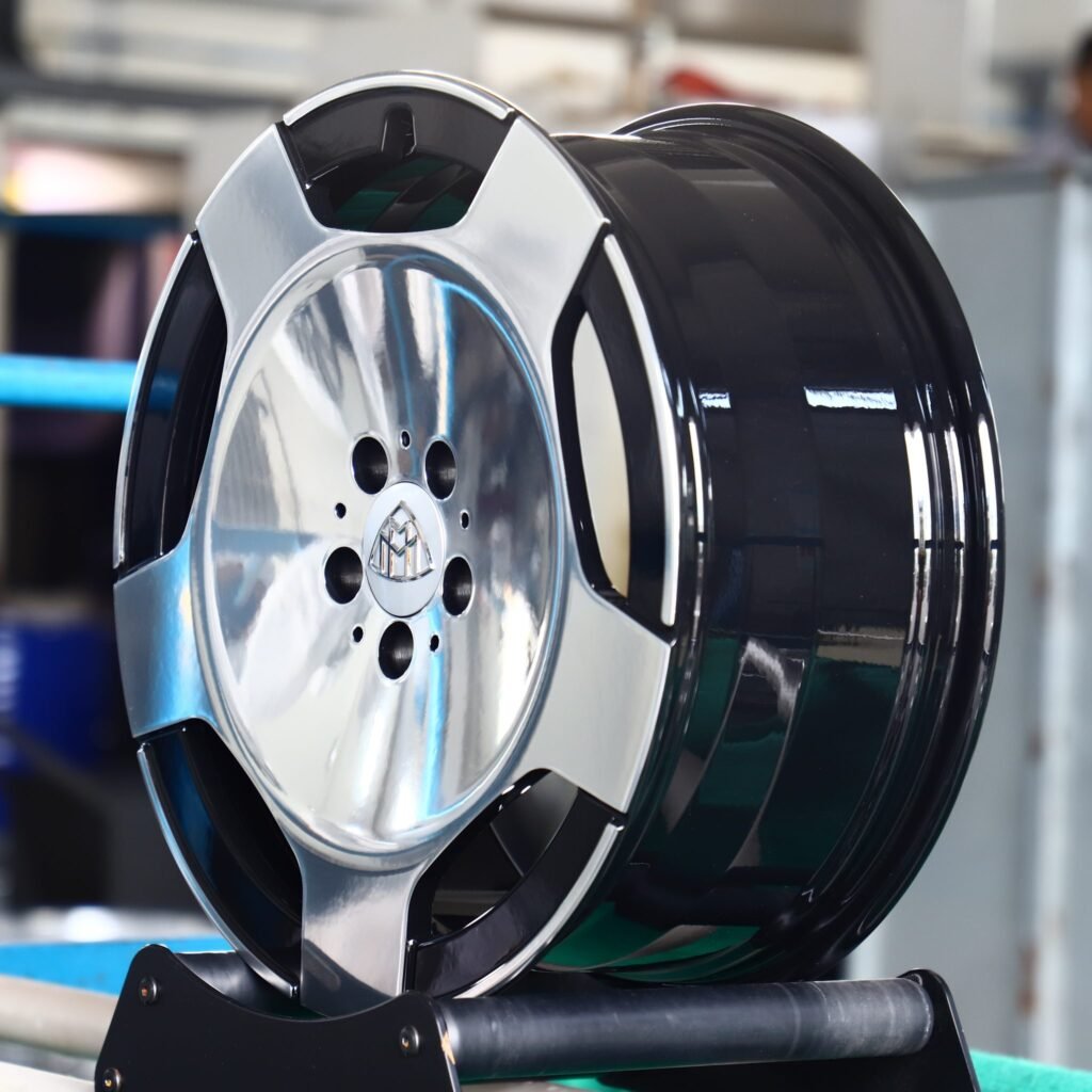 Mercedes-Benz C-Class W206 wheels – Gloss Black Full-Face (Maybach-Style), angled view