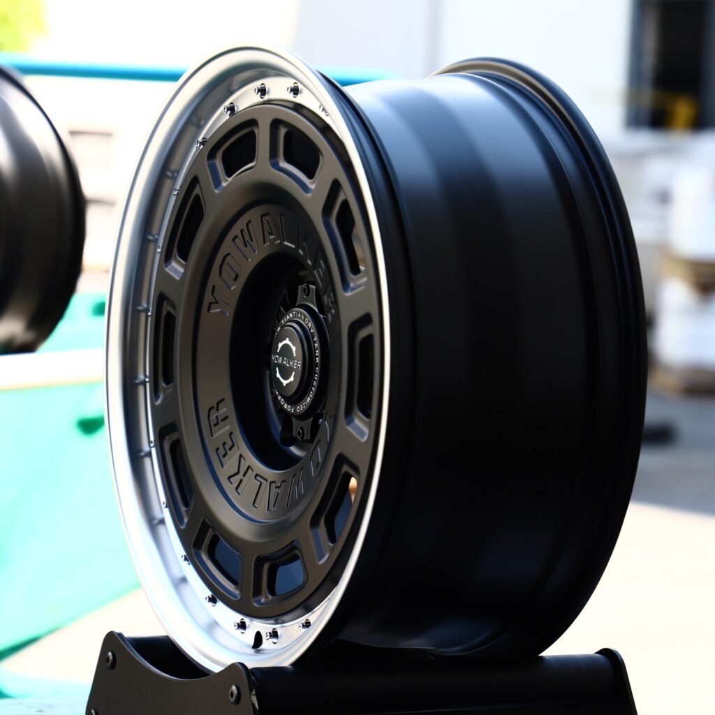 6x139.7 wheels – Gloss Black Full-Face Riveted, side view