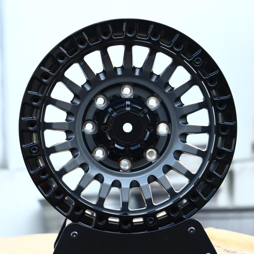 Gloss Black / Gray Custom Beadlock Forged Wheels - Ram 2500 / Chevrolet Silverado 2500HD Fitment (8-Lug) Off-Road forged wheel