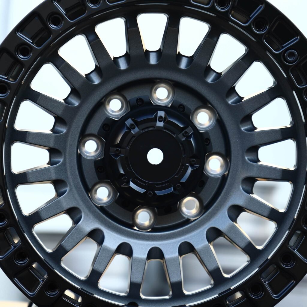 Gloss Black / Gray Custom Beadlock Forged Wheels - Ram 2500 / Chevrolet Silverado 2500HD Fitment (8-Lug) view 3