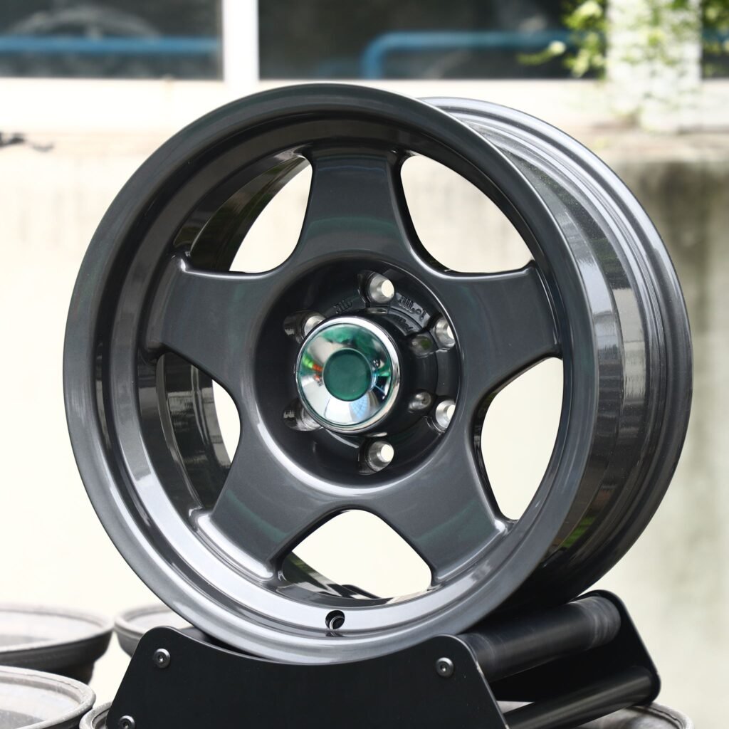 Toyota Tacoma wheels – Gloss Black / Gunmetal 5-Spoke, angled view