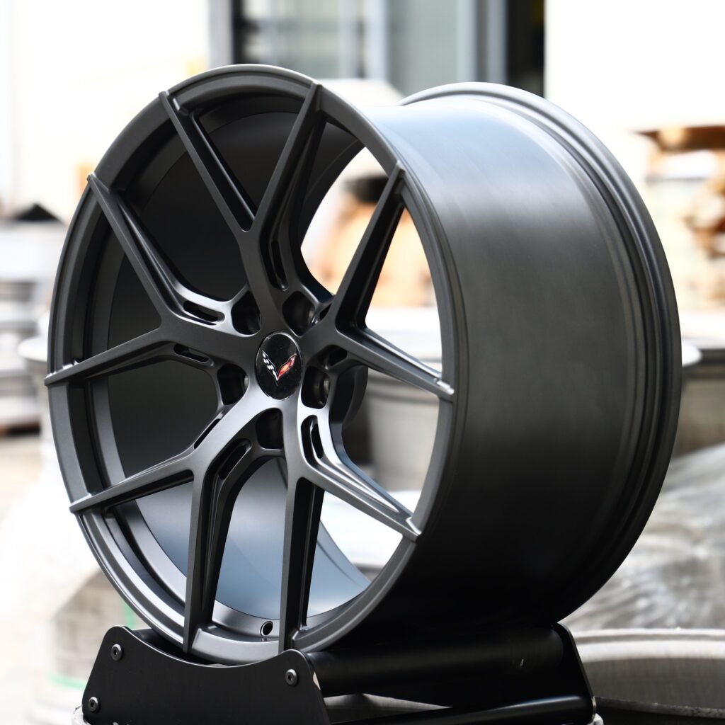 5x112 wheels – Audi RS Style Gloss Black / Gunmetal 5 Y-Spoke, side view