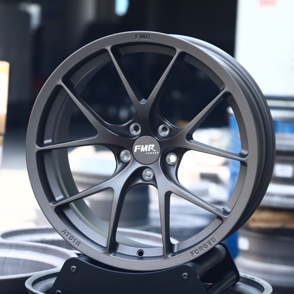 Porsche 911 wheels – Gloss Black / Gunmetal 5 Y-Spoke, front view