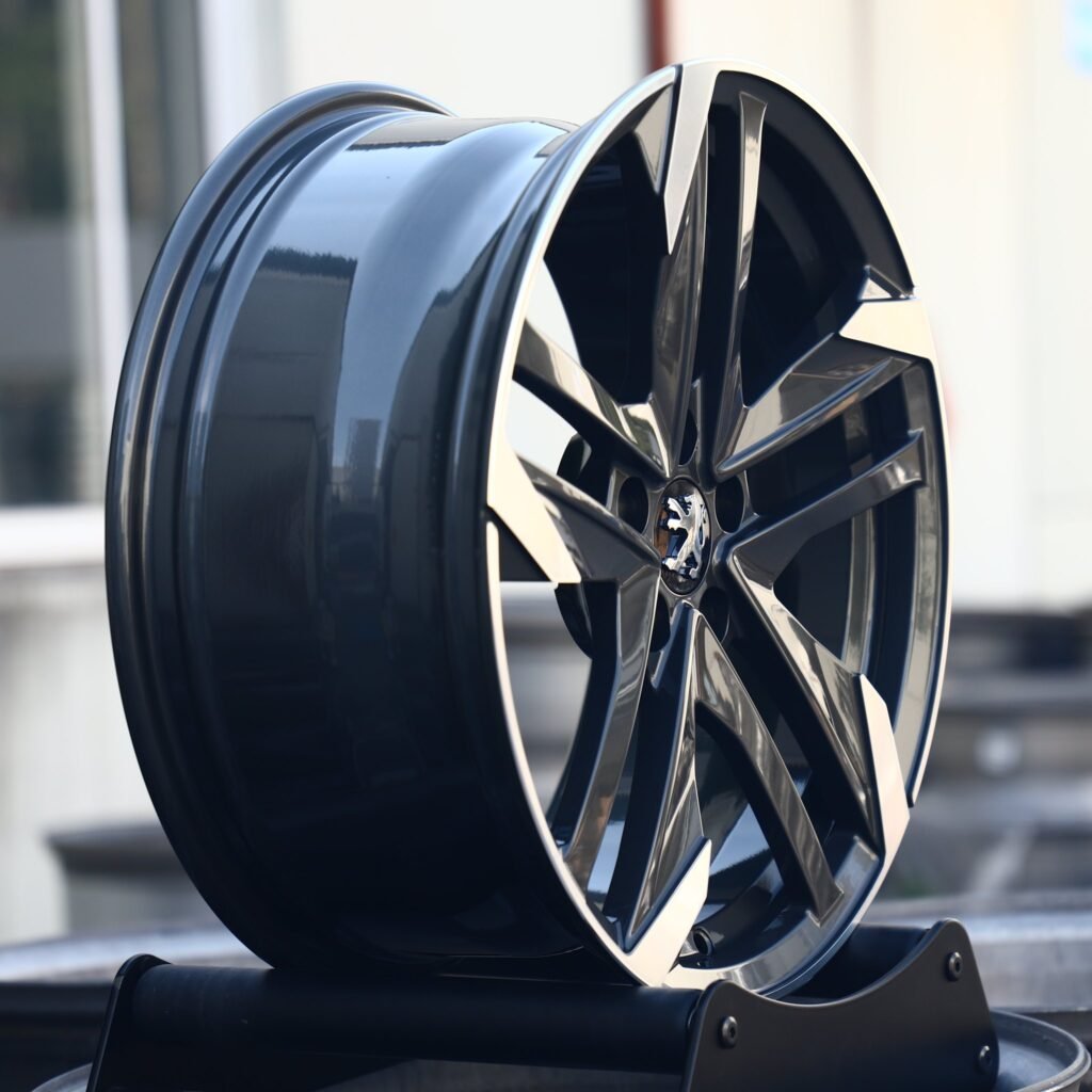 5x108 wheels – Gloss Black / Gunmetal Machined Face (Peugeot OEM-Style), side view