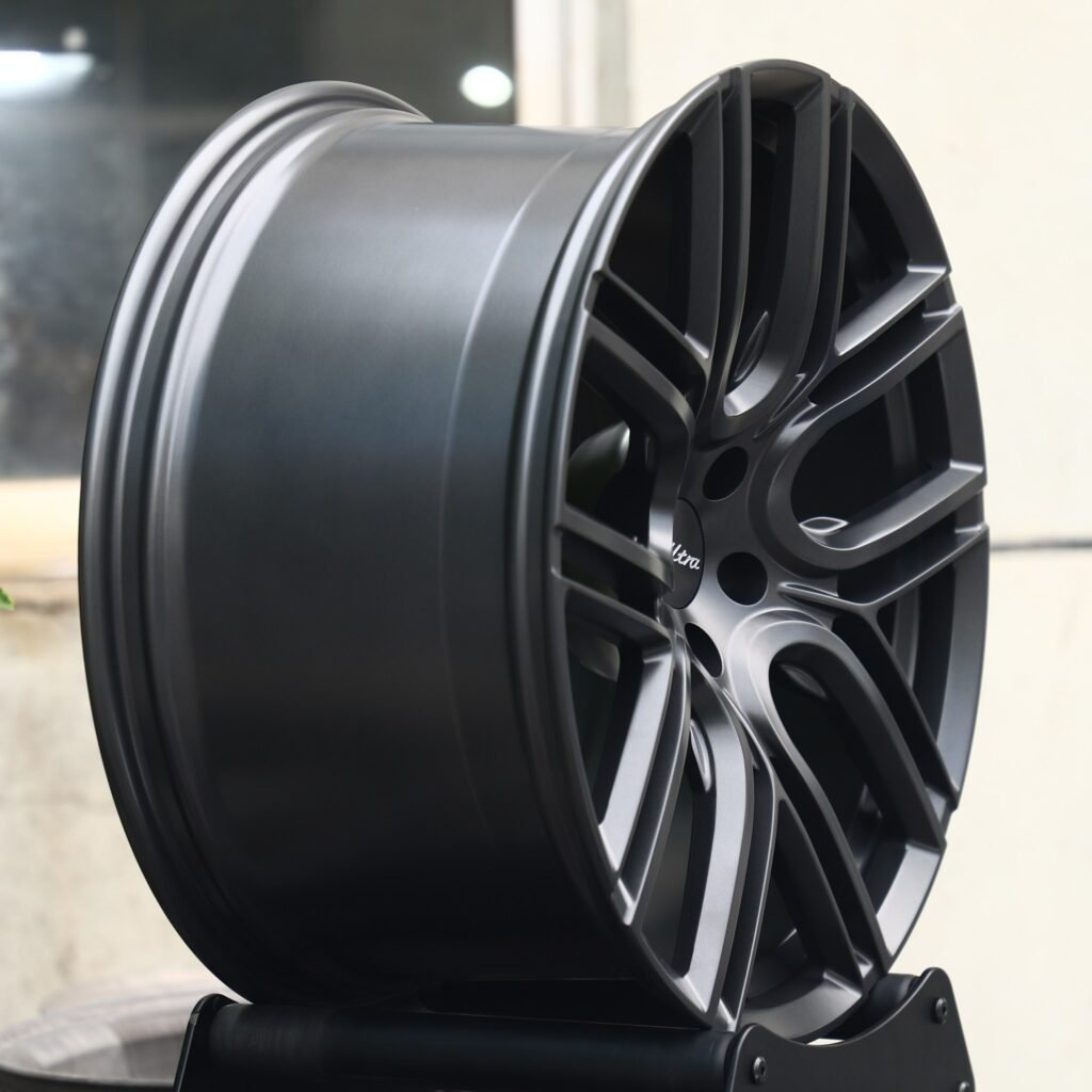 5x130 wheels – Gloss Black / Gunmetal Petal, side view