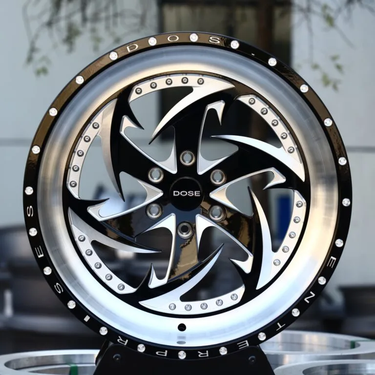 GMC Sierra wheels – Gloss Black / Machined Directional 5-Spoke Deep Dish 2-Piece, front view