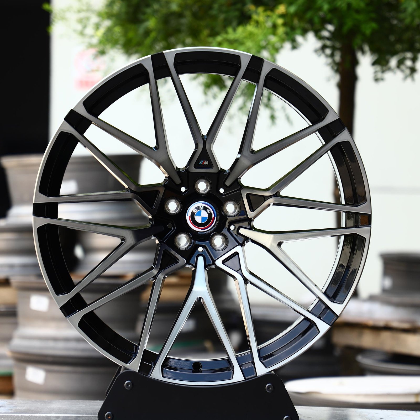 BMW M3 G80 wheels – Gloss Black Machined Face (BMW OEM-Style), front view