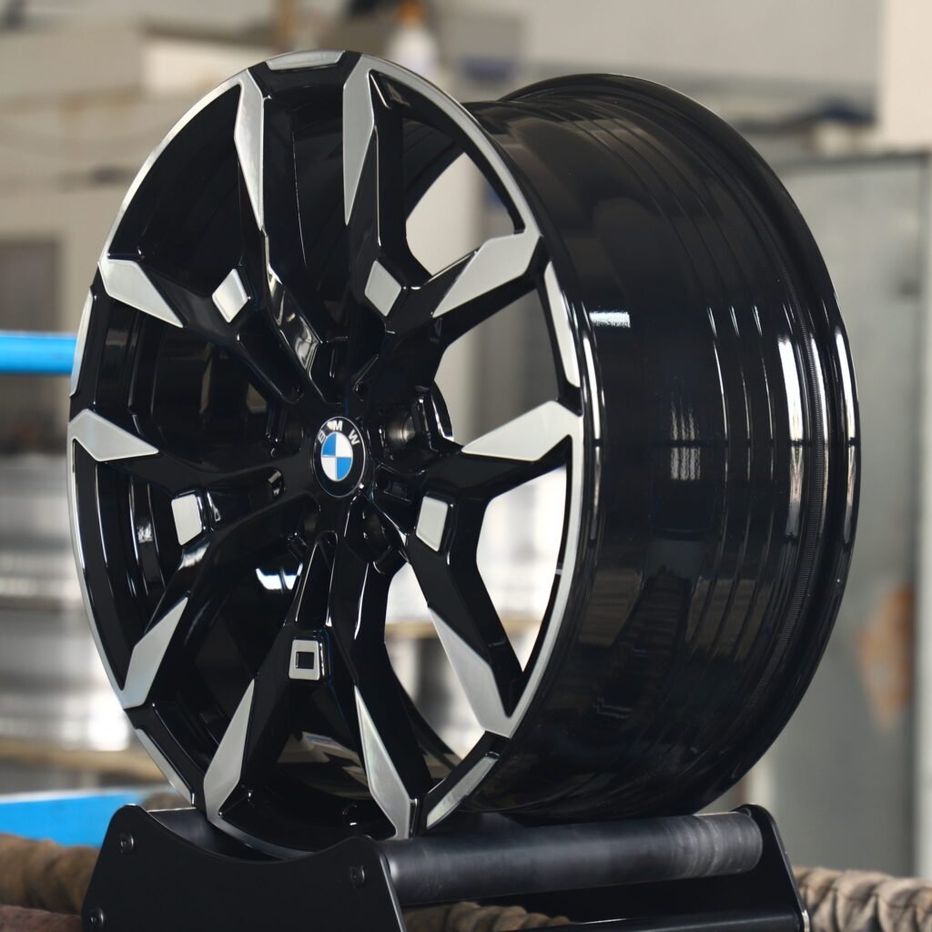5x120 wheels – Gloss Black Machined Face, side view