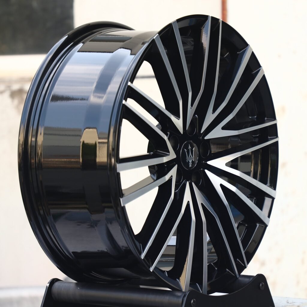 5x114.3 wheels – Gloss Black Machined Face, side view