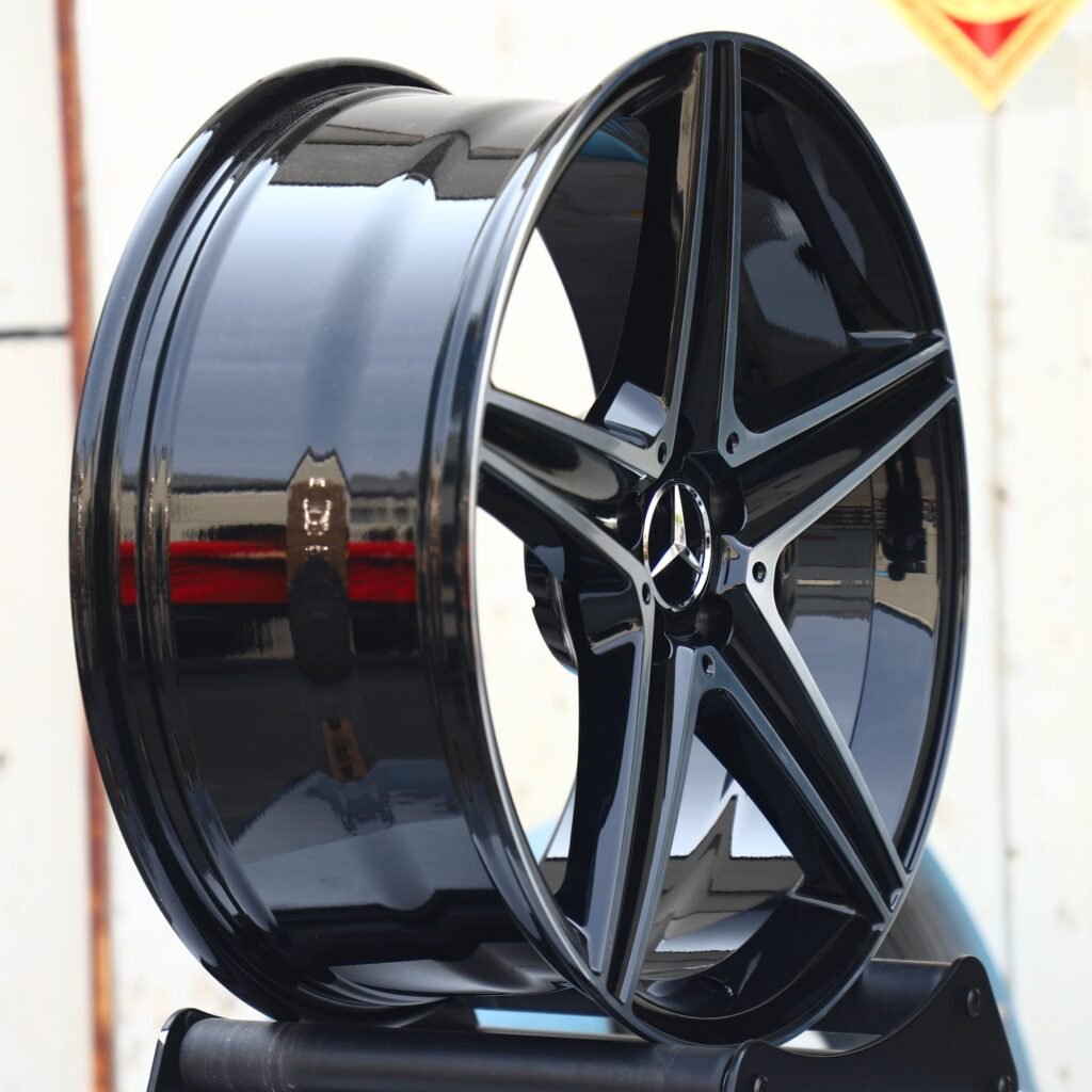 5x112 wheels – Gloss Black Machined Face, side view