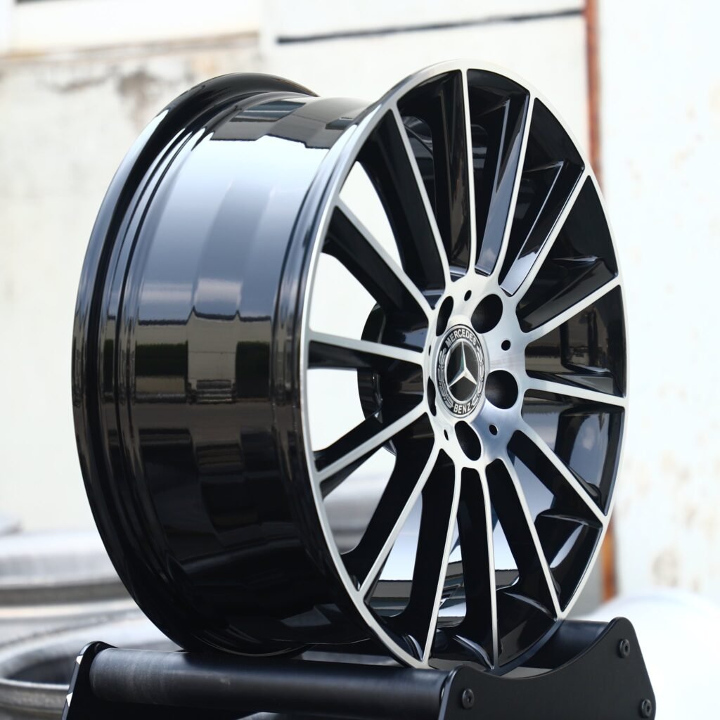 5x112 wheels – Gloss Black Machined Face, side view