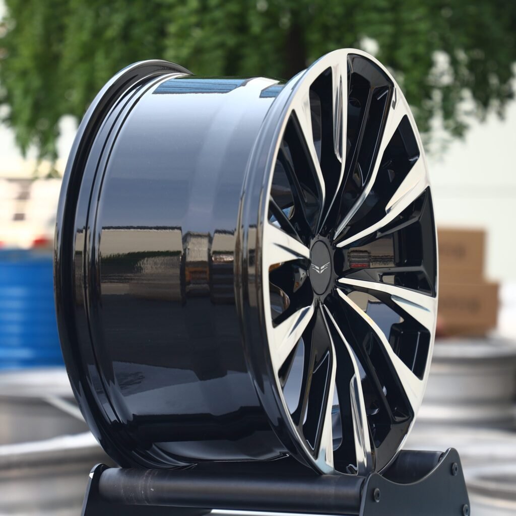 5x130 wheels – Gloss Black Machined Face, side view