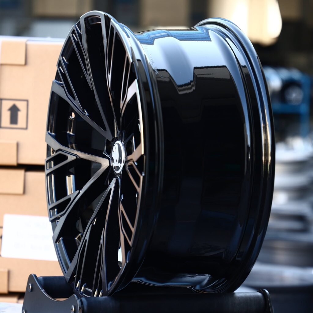 5x112 wheels – Gloss Black Machined Face, side view
