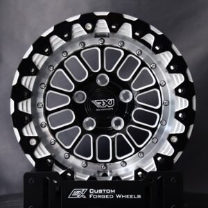 Ford Mustang / Chevrolet Corvette Beadlock Forged Drag Racing Wheels – Gloss Black / Machined Multi-Spoke (5-Lug)