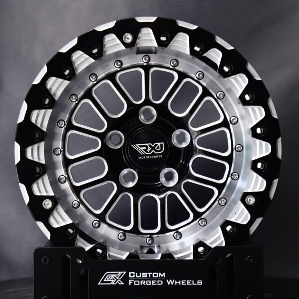 Ford Mustang wheels – Gloss Black / Machined Multi-Spoke, front view