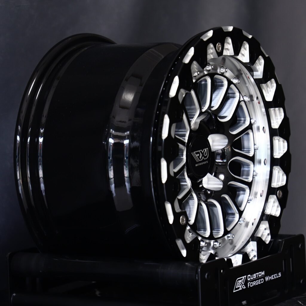 5x114.3 wheels – Gloss Black / Machined Multi-Spoke, side view