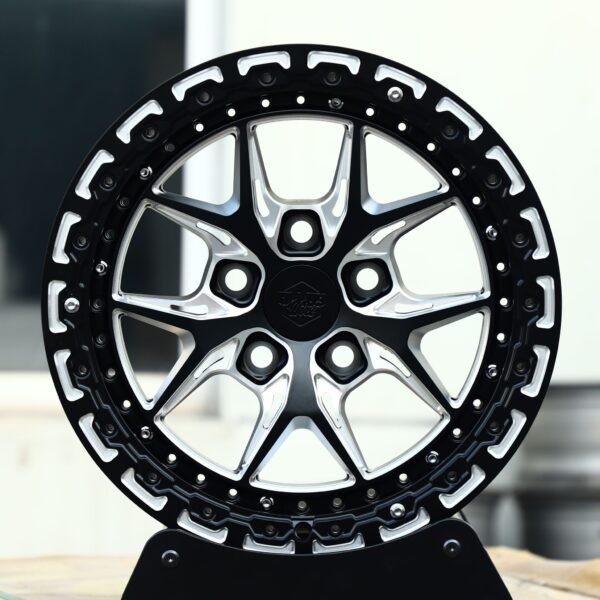 Toyota 4Runner wheels – Gloss Black / Machined Multi-Spoke Ring, front view
