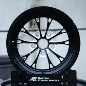Ford Mustang / Chevrolet Corvette Forged Drag Racing Wheels – Gloss Black / Machined Multi-Spoke Deep Lip (5-Lug)