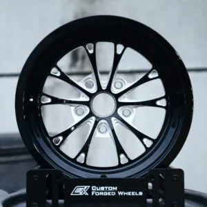 Ford Mustang / Chevrolet Corvette Forged Drag Racing Wheels – Gloss Black / Machined Multi-Spoke Deep Lip (5-Lug)