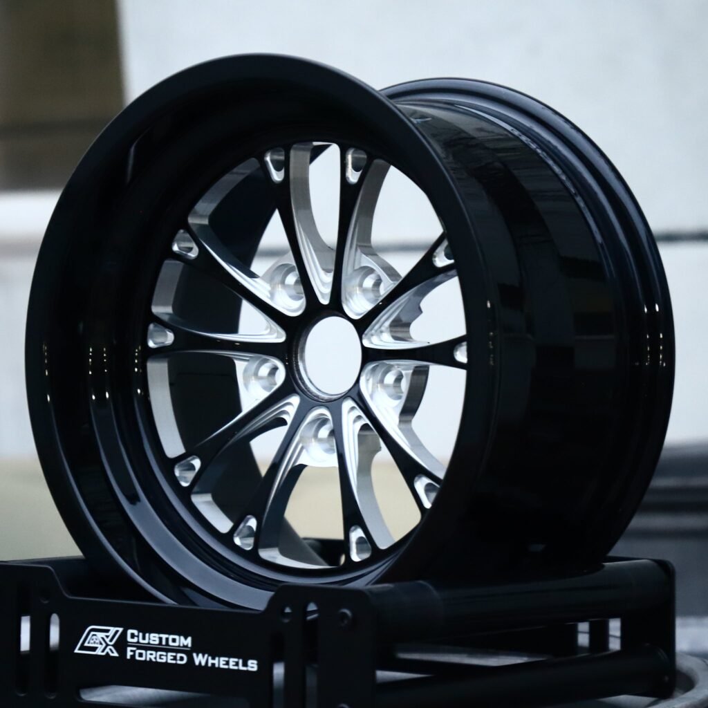 Chevrolet Corvette wheels – Gloss Black / Machined Multi-Spoke Deep Lip, angled view